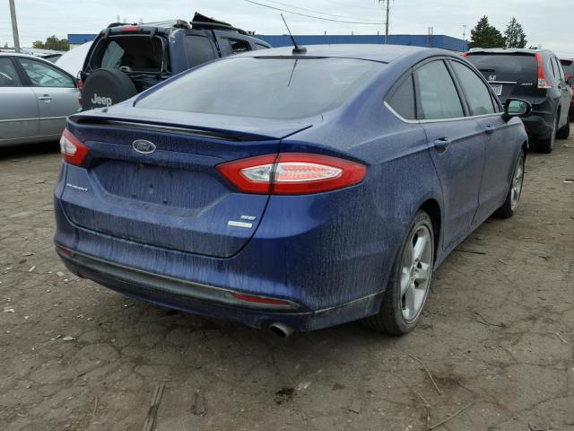 3FA6P0HR9DR111621 - 2013 FORD FUSION SE BLUE photo 4