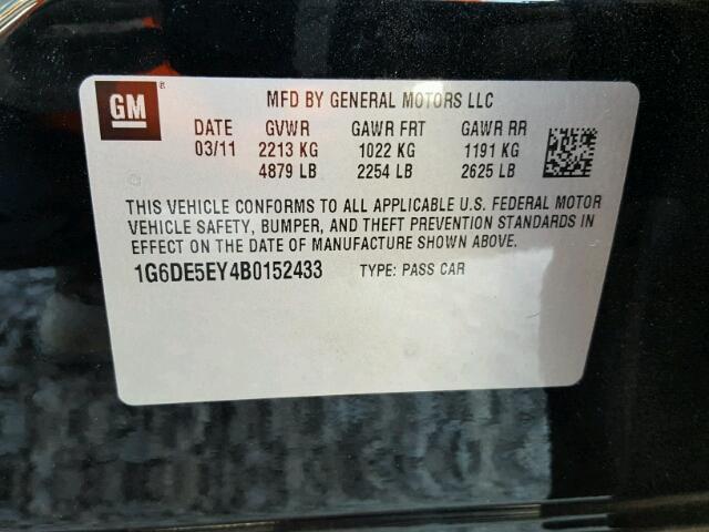 1G6DE5EY4B0152433 - 2011 CADILLAC CTS BLACK photo 10