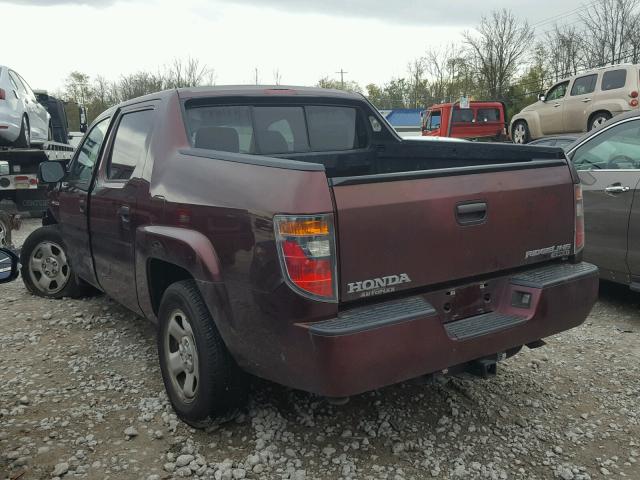 2HJYK16217H541457 - 2007 HONDA RIDGELINE MAROON photo 3