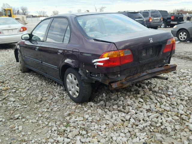 2HGEJ6612YH903930 - 2000 HONDA CIVIC BASE BURGUNDY photo 3