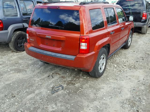 1J8FF28W18D759122 - 2008 JEEP PATRIOT SP ORANGE photo 4