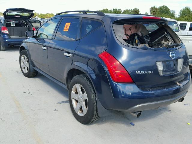 JN8AZ08W65W401029 - 2005 NISSAN MURANO SL BLUE photo 3