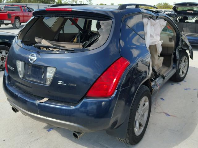 JN8AZ08W65W401029 - 2005 NISSAN MURANO SL BLUE photo 4