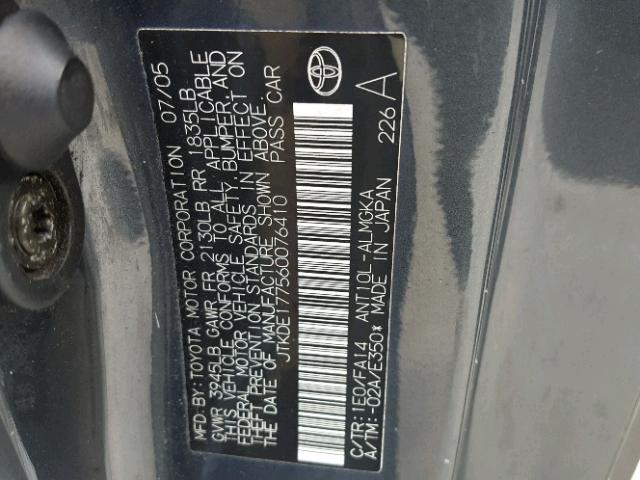 JTKDE177560076410 - 2006 TOYOTA SCION TC 灰色 照片 10