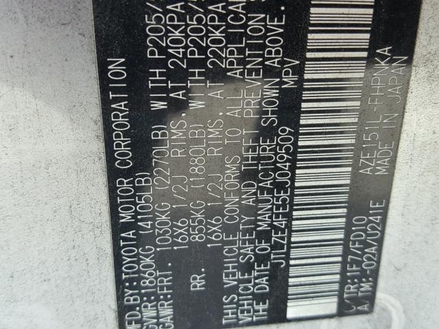 JTLZE4FE5EJ049509 - 2014 TOYOTA SCION XB Gümüş foto 10