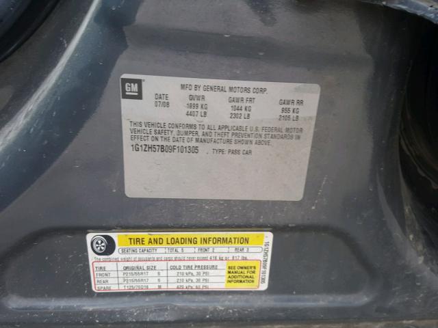 1G1ZH57B09F101305 - 2009 CHEVROLET MALIBU 1LT GRAY photo 10