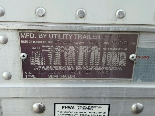 1UYVS2537FP251713 - 2015 UTILITY SEMI TRAIL WHITE photo 10