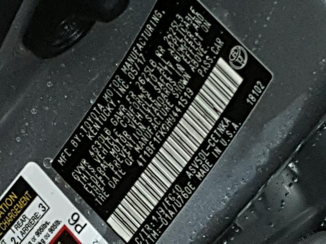 4T1BF1FK0HU441519 - 2017 TOYOTA CAMRY LE ვერცხლისფერი ფოტო 10