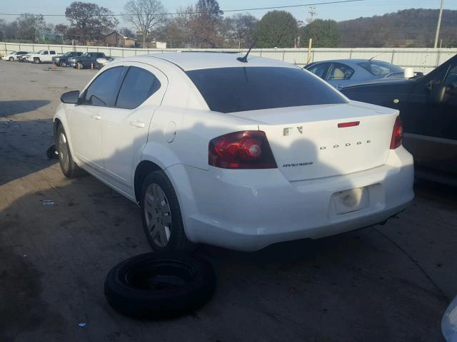 1C3CDZAB7CN323981 - 2012 DODGE AVENGER SE WHITE photo 3