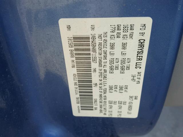 1A8HW58N08F115567 - 2008 CHRYSLER ASPEN LIMI BLUE photo 10