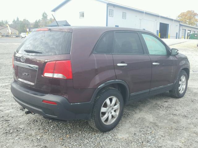 5XYKT3A18DG377975 - 2013 KIA SORENTO MAROON photo 4