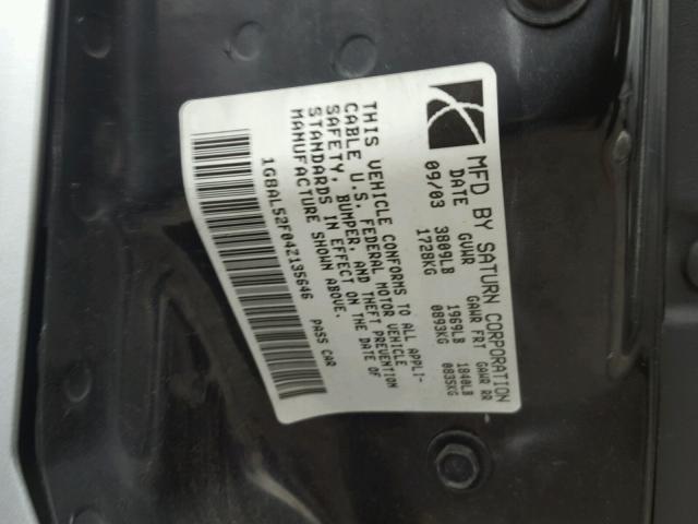 1G8AL52F04Z135646 - 2004 SATURN ION LEVEL GRAY photo 10