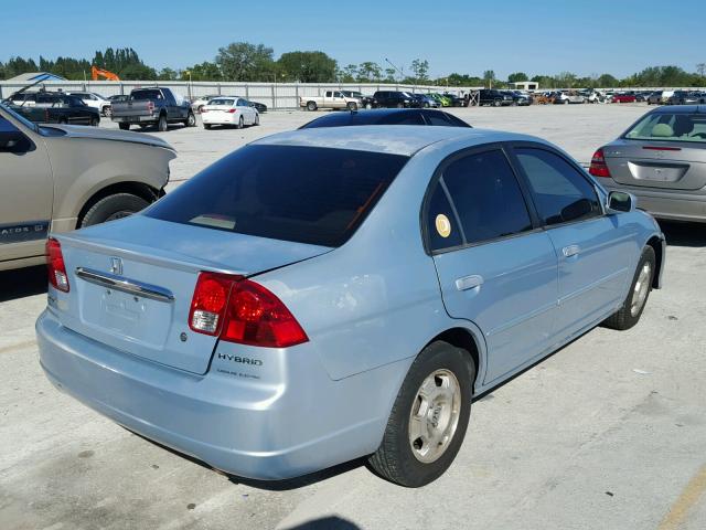 JHMES96613S002508 - 2003 HONDA CIVIC HYBR BLUE photo 4