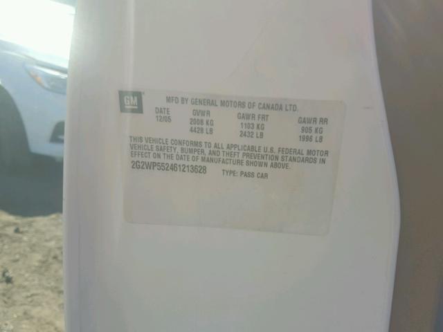 2G2WP552461213628 - 2006 PONTIAC GRAND PRIX WHITE photo 10