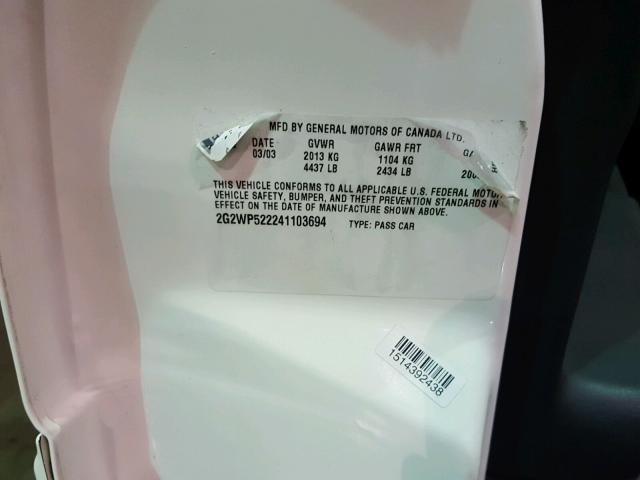 2G2WP522241103694 - 2004 PONTIAC GRAND PRIX 白色 照片 10