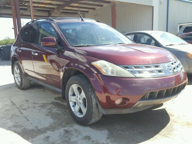 JN8AZ08T55W327768 - 2005 NISSAN MURANO BURGUNDY photo 1