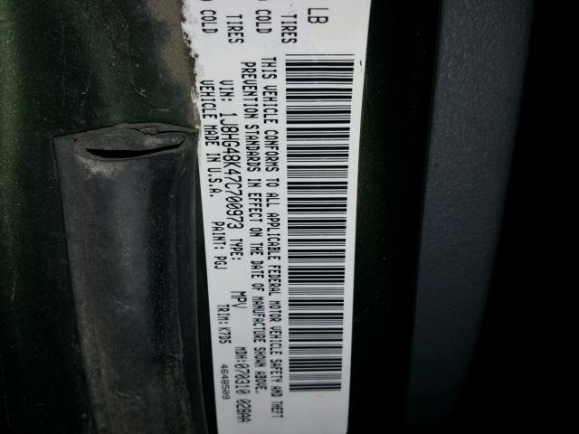 1J8HG48K47C700973 - 2007 JEEP COMMANDER Yaşıl foto 10