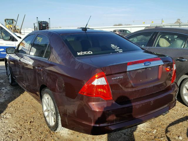 3FAHP0JAXCR143893 - 2012 FORD FUSION SEL MAROON photo 3