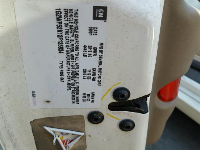 1G2WP52K12F135834 - 2002 PONTIAC GRAND PRIX WHITE photo 10