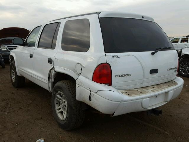 1D4HS48N53F566762 - 2003 DODGE DURANGO WHITE photo 3