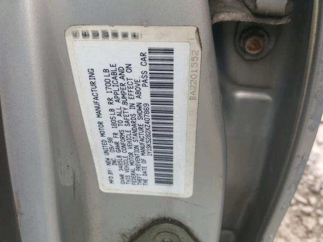 1Y1SK5282XZ407869 - 1999 CHEVROLET GEO PRIZM 灰色 照片 10