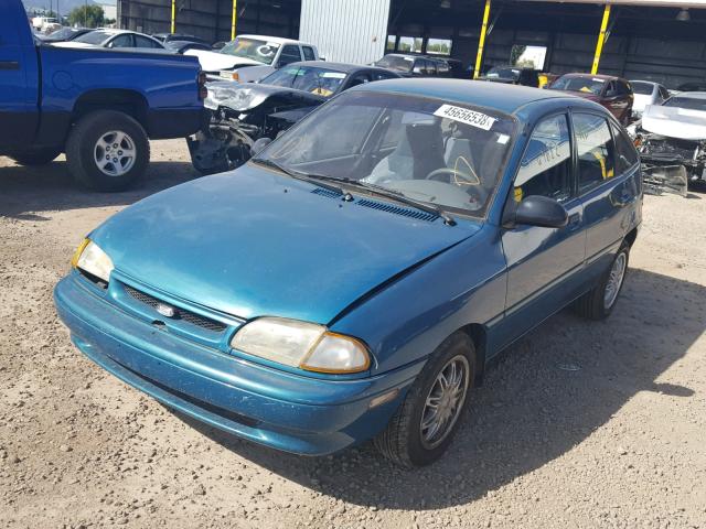 KNJLT06H6R6102251 - 1994 FORD ASPIRE GREEN photo 2