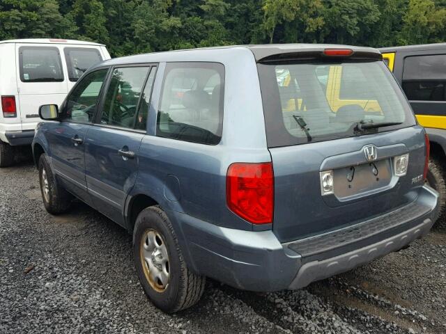 2HKYF18185H556006 - 2005 HONDA PILOT LX BLUE photo 3