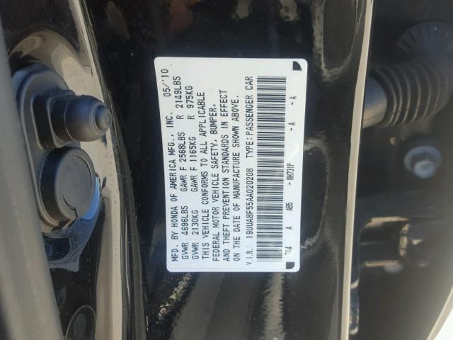 19UUA8F55AA020208 - 2010 ACURA TL BLACK photo 10