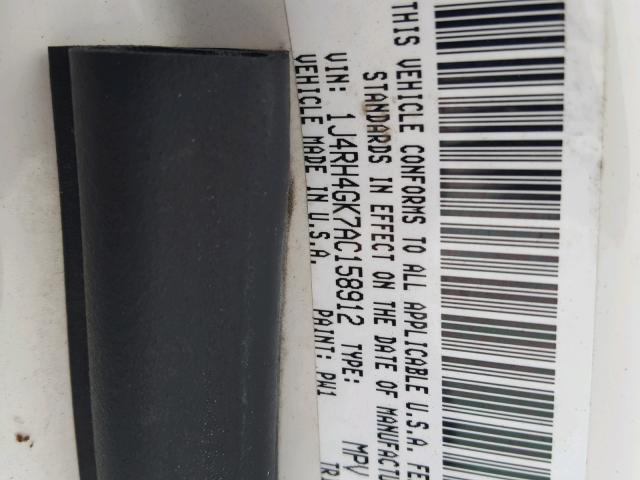 1J4RH4GK7AC158912 - 2010 JEEP COMMANDER Ağ foto 10