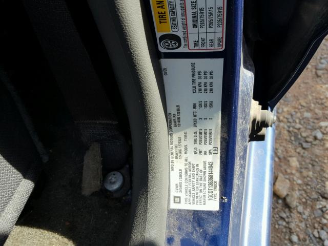 1GCDT136368144943 - 2006 CHEVROLET COLORADO BLUE photo 10