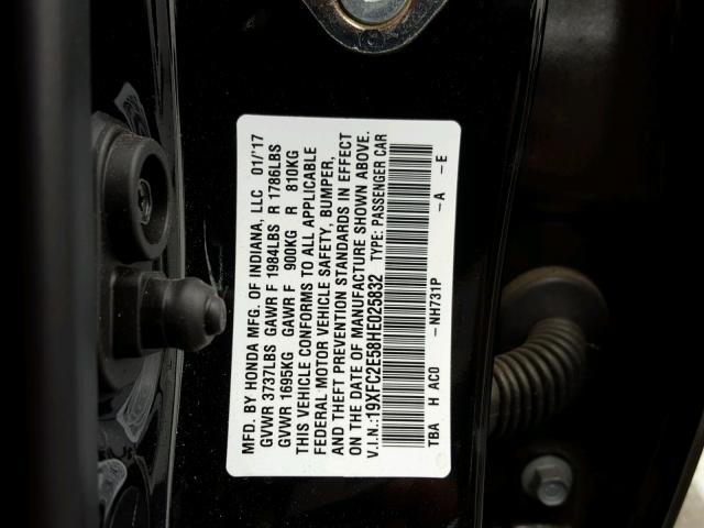 19XFC2E58HE025832 - 2017 HONDA CIVIC LX BLACK photo 10