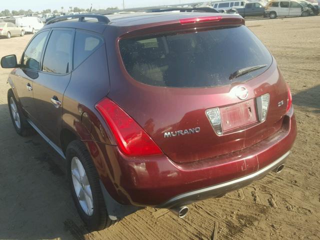 JN8AZ08T75W309580 - 2005 NISSAN MURANO SL BURGUNDY photo 3