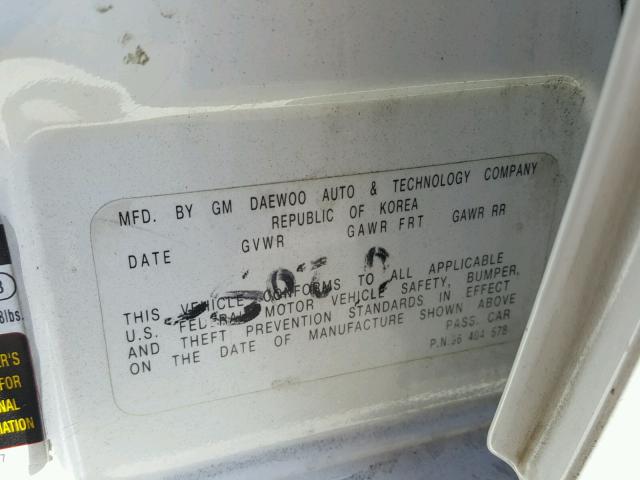 KL1TJ62664B131479 - 2004 CHEVROLET AVEO LS WHITE photo 10