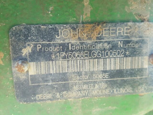 1PY5065ELGG100502 - 2016 JOHN DEERE 5065E GREEN photo 10