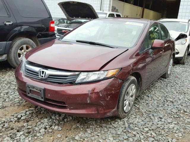 19XFB2E54CE080368 - 2012 HONDA CIVIC LX BURGUNDY photo 2