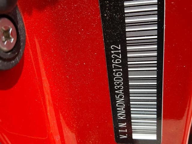 KNADN5A33D6176212 - 2013 KIA RIO EX RED photo 10