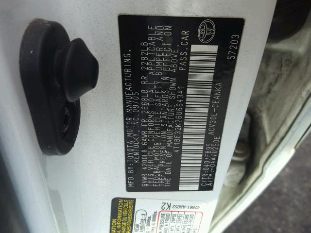 4T1BE32K26U664341 - 2006 TOYOTA CAMRY LE WHITE photo 10