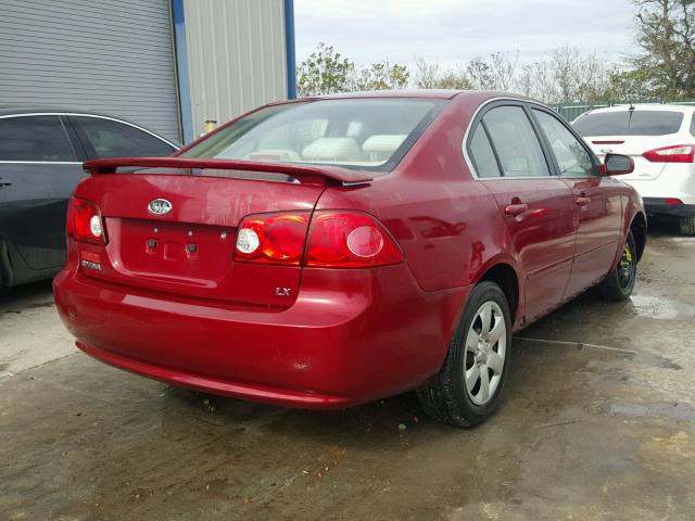 KNAGE123785216940 - 2008 KIA OPTIMA LX RED photo 4