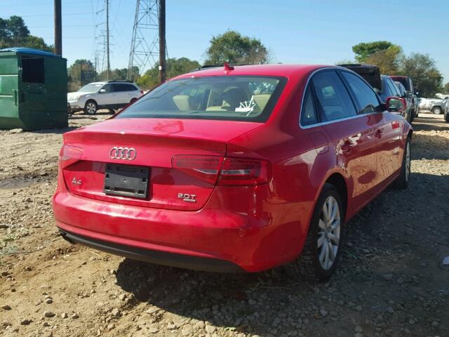 WAUBFAFL6DA185439 - 2013 AUDI A4 PREMIUM RED photo 4