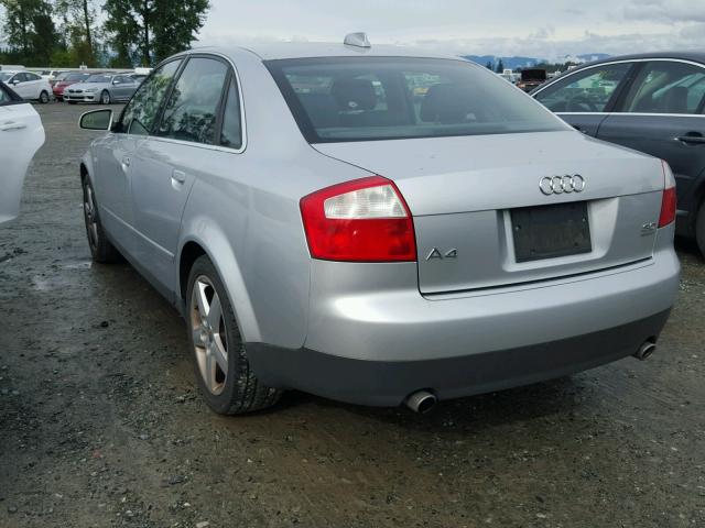 WAULT68E94A024933 - 2004 AUDI A4 3.0 QUA SILVER photo 3