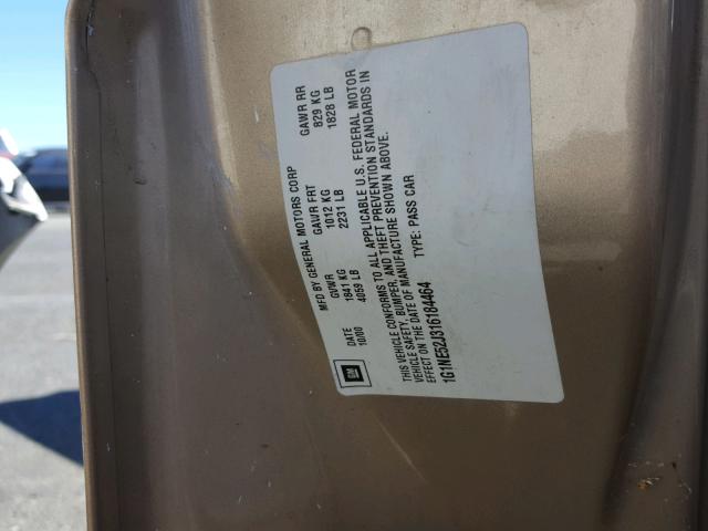 1G1NE52J316184464 - 2001 CHEVROLET MALIBU LS TAN photo 10