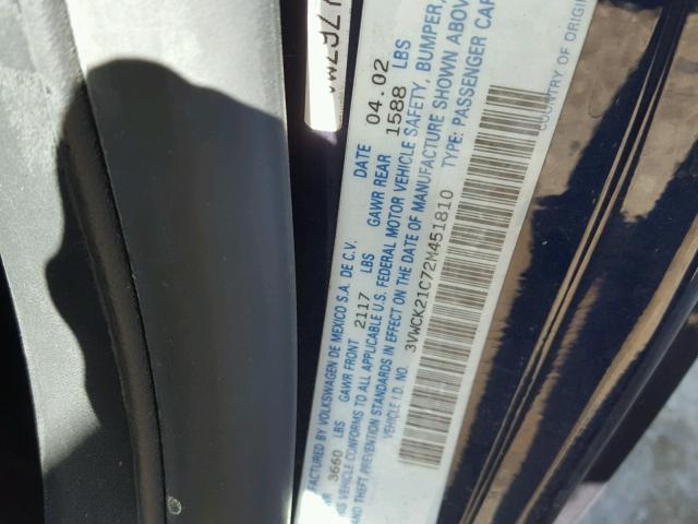 3VWCK21C72M451810 - 2002 VOLKSWAGEN NEW BEETLE 紫色 照片 10