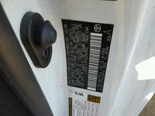 JTKDE167090294390 - 2009 TOYOTA SCION TC 白色 照片 10