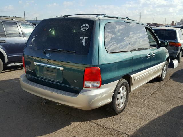 KNDUP131926317170 - 2002 KIA SEDONA EX GREEN photo 4