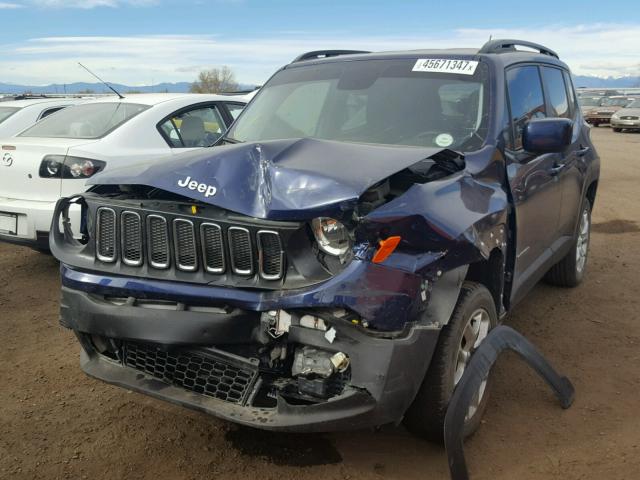 ZACCJBBT6GPE09167 - 2016 JEEP RENEGADE L BLUE photo 2