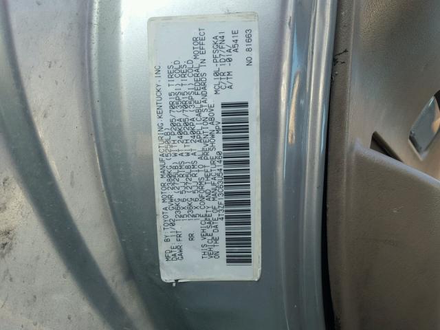 4T3ZF13C63U541460 - 2003 TOYOTA SIENNA LE SILVER photo 10