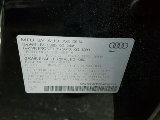 WA1CFAFP2FA036324 - 2015 AUDI Q5 PREMIUM BLACK photo 10