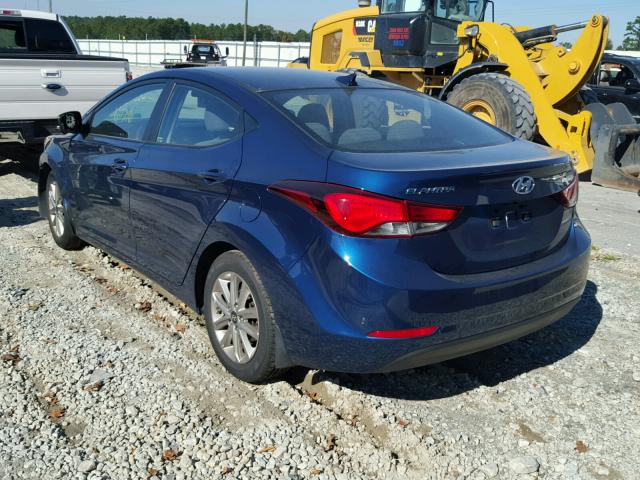 5NPDH4AE8GH723989 - 2016 HYUNDAI ELANTRA SE BLUE photo 3