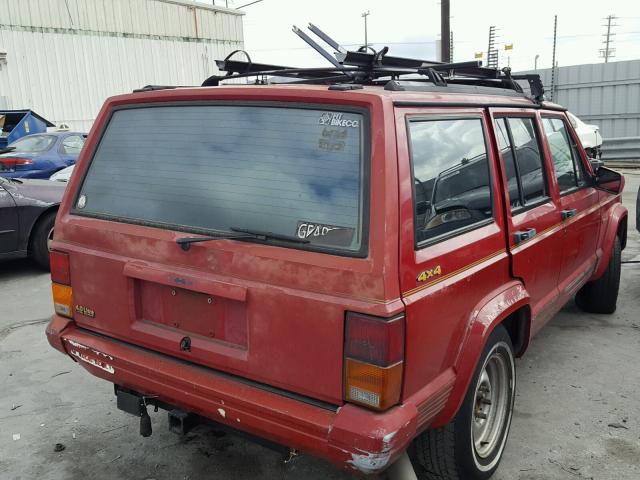 1J4FJ78S9ML616803 - 1991 JEEP CHEROKEE L RED photo 4