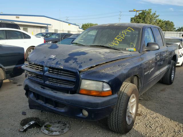 1B7HL2AX31S307167 - 2001 DODGE DAKOTA BLUE photo 2